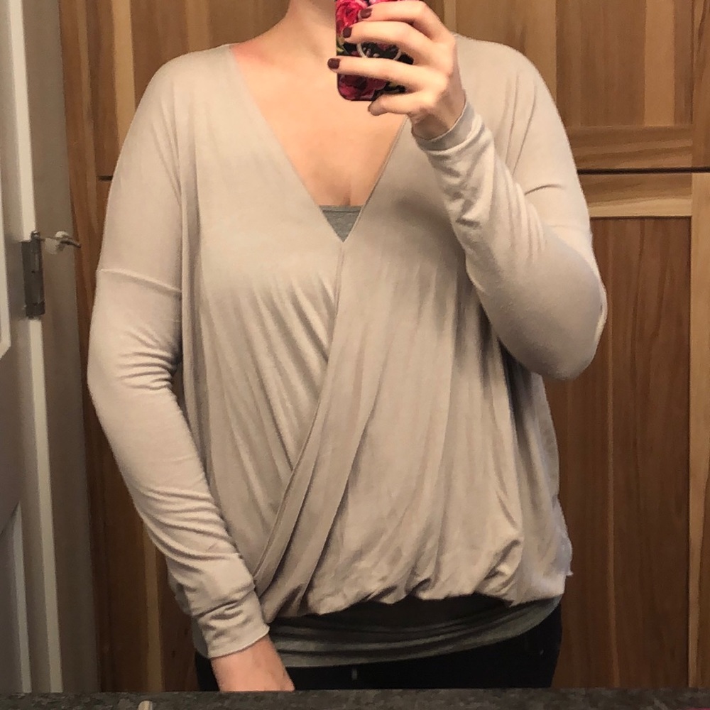 💗2 for $12💗 Tan/grey blouse